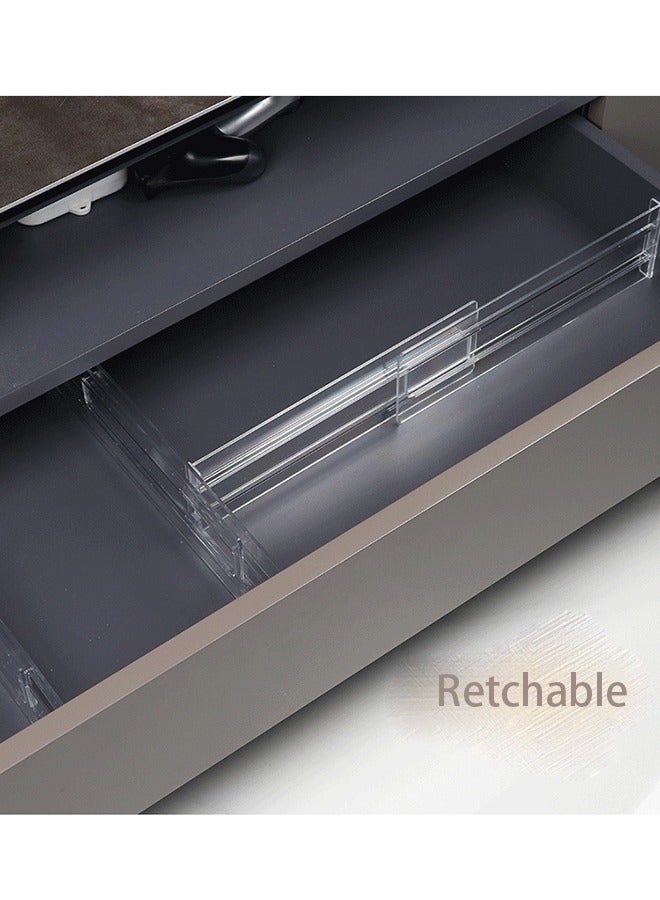 Expandable Drawer Divider 4PCS Clear Kitchen Separators Adjustable 27.5-52cm dresser organizer Separators for Divide Kitchen Utensils Clothes Cosmetics Stationeries - Image 5